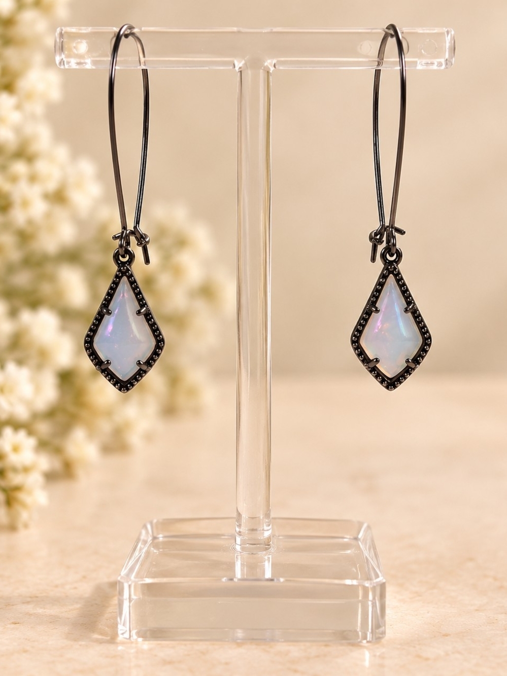Kendra Scott Iridescent White Teardrop Dangle Earrings